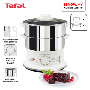 TEFAL Food Steamer Stainless Steel VC145140 | Convenient Series Compact Long Lasting 