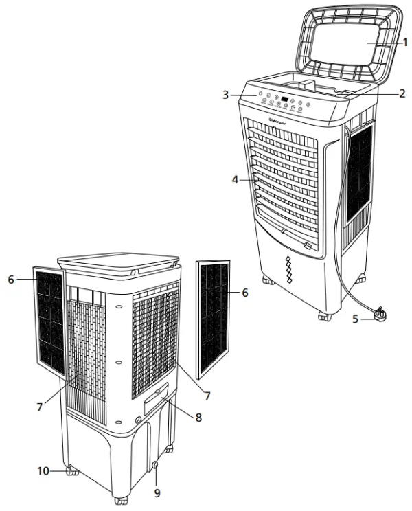 MORGAN 35L Air Cooler MAC-COOL7A | 3000M3/H Durable Honeycomb Touch Control Remote Control - Image 4