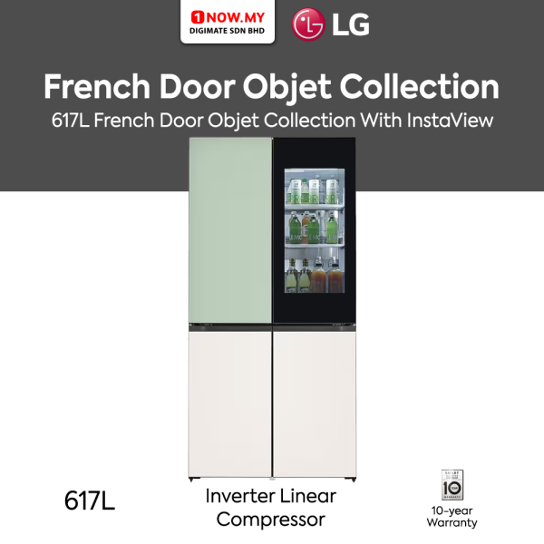 LG 617L Inverter French Door Fridge with InstaView GR-A24FQSMB | Objet Collection Hygiene Fresh+ Energy Saving