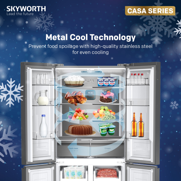 SKYWORTH 470L Inverter Side By Side Casa Series Refrigerator SBS-408WP | Quality Modern Multi AirFlow - Image 7