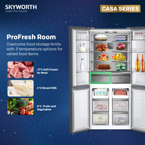 SKYWORTH 636L Inverter Side By Side Casa Series Refrigerator SBS-558WP | Quality Modern Multi AirFlow - Image 7