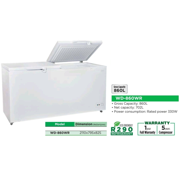 MIDEA 860L Chest Freezer WD-860WR | 2 Door Food Storage Big Capacity - Image 4