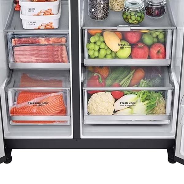 LG 655L Inverter Side-by-Side Fridge InstaView Knock-Knock GC-V257CQFW | Matte Black - Image 6