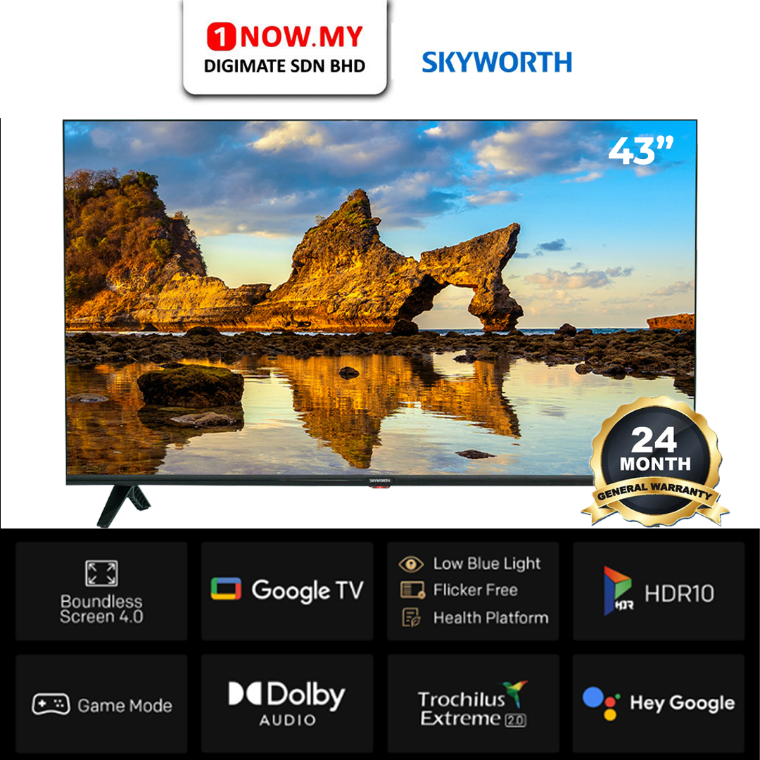 SKYWORTH 43 Inch FHD Google TV 43STE6600 | STE6600 Eye Care Smart Voice ...