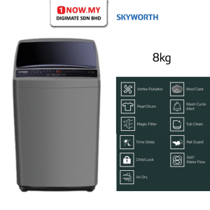 SKYWORTH 8kg Top Load Washer T80S24NJ | AI Technology 