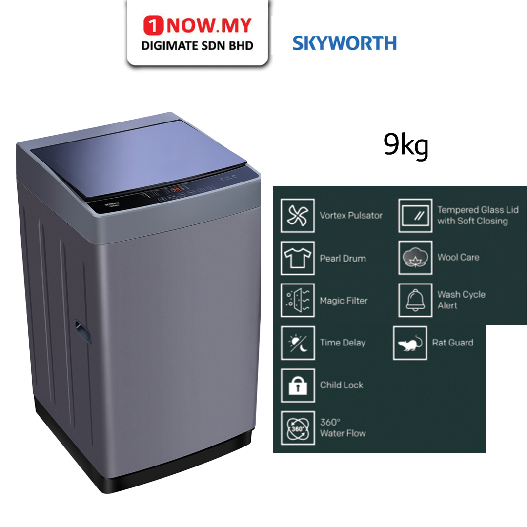 SKYWORTH 9kg Top Load Washer T90M26NJ | AI Technology - 1NOWmy Digimate ...