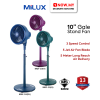 MILUX 10 Inch Gale Stand Fan MGF-10 Green / Blue / Velvet (Random Color) | Smooth Rapid Jet Air 3 Speed 