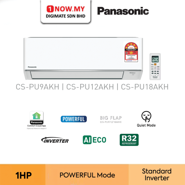 PANASONIC 1HP Standard Inverter Air Conditioner PU Series CS-PU9AKH | PU-AKH Powerful Energy Saving Air Protection