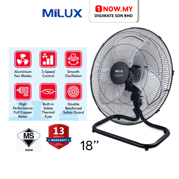 MILUX 18 Inch Industrial Floor Fan MIFF-1803 | High Performance Smooth Safety Guard 