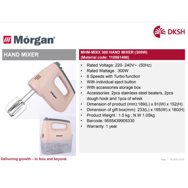 MORGAN 300W Hand Mixer MHM-MIXX 300 - Image 4