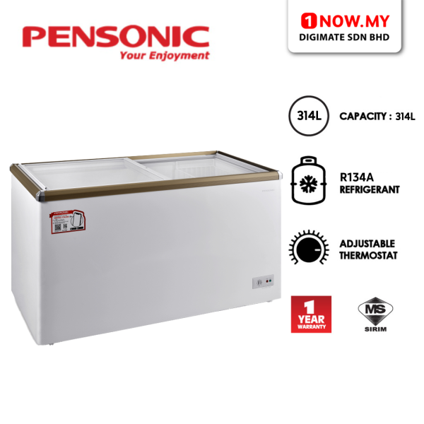 PENSONIC 314L Chest Freezer PFZ-408G | Durable Sliding Glass Door