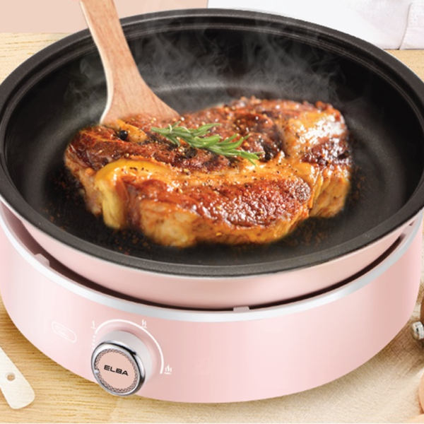 ELBA 5L Multi Cooker with Grill EMC-K5015(PK) | Removable Non-stick Pot, Grill Pan - Pink - Image 4