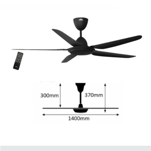 DEKA 56 Inch DC Ceiling Fan With Remote Control SCX56-MB | Energy Saving 5 Blades 14 Speed - Image 4