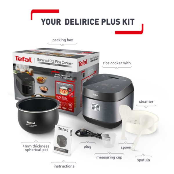 TEFAL 1.8L Delirice Plus AI Smart Rice Cooker (10-CUP) RK776B65 | Durable Anti-Scratch - Image 2