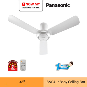 PANASONIC 48 Inch BAYU Jr Baby Ceiling Fan F-M12DEVBWH | Remote Control Timer 3 Speed