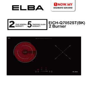 ELBA 2 Burners Induction Cooker Hob EICH-Q7052ST(BK) | DUAL HEAT Technology 9 Power Level