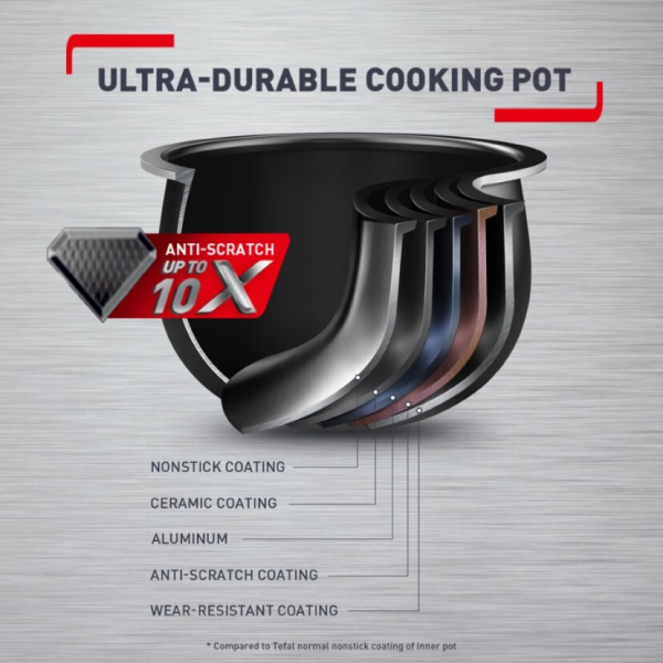 TEFAL 1.8L Delirice Plus AI Smart Rice Cooker (10-CUP) RK776B65 | Durable Anti-Scratch - Image 3