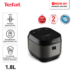 TEFAL 1.8L Delirice Plus AI Smart Rice Cooker (10-CUP) RK776B65 | Durable Anti-Scratch