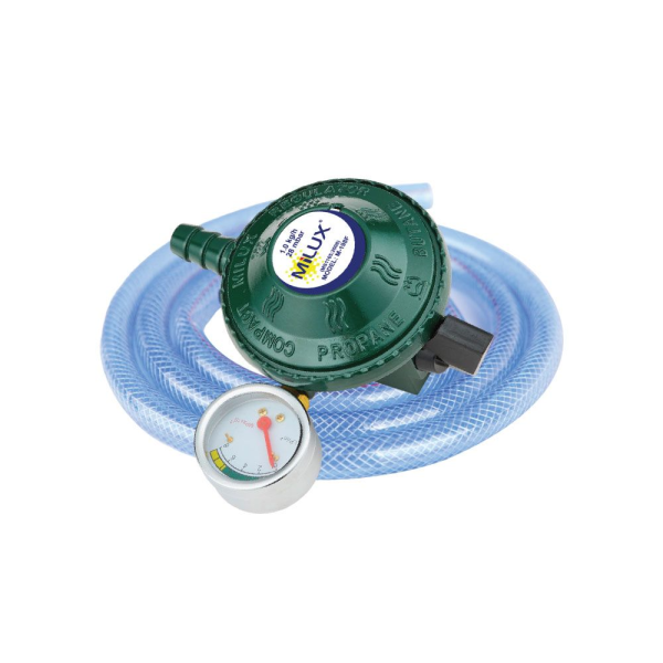 MILUX L.P. Gas Regulator M-198CS | Durable Double Protection Safety Valve 1.5m Hose - Image 2