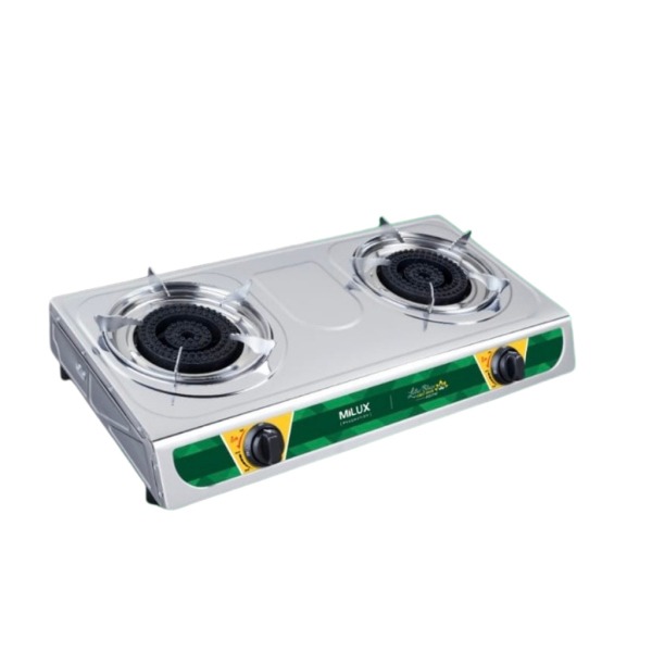 MILUX 2 Burners Gas Cooker MSS-2140 | Stainless Steel Body - Image 2