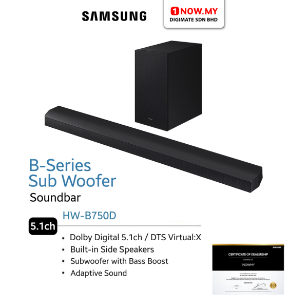 SAMSUNG 5.1ch B-Series Soundbar with Sub Woofer HW-B750D | Intelligent Captivating Audio