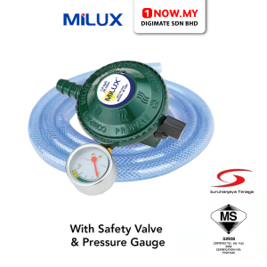 MILUX L.P. Gas Regulator M-198CS | Durable Double Protection Safety Valve 1.5m Hose