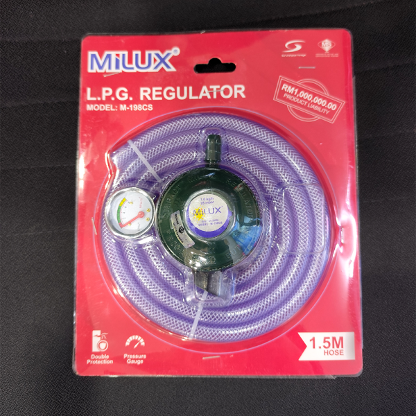 MILUX L.P. Gas Regulator M-198CS | Durable Double Protection Safety Valve 1.5m Hose - Image 6