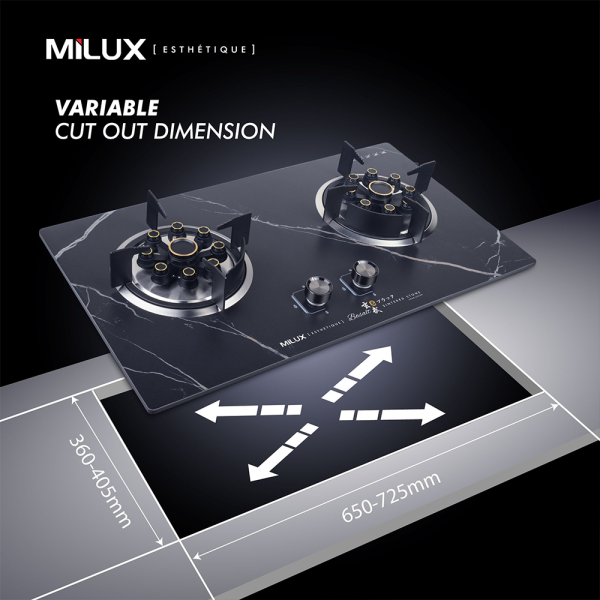 MILUX 2 Burners Esthetique Gas Cooker Hob MGH-C699F (Random Color) | Scratch Stain Heat Resistant - Image 8