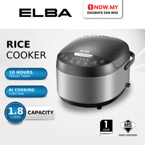 ELBA 1.8L Microcomputer AI Rice Cooker ERC-N1883D(SS) | Preset Timer Various Effortless Cooking Functions