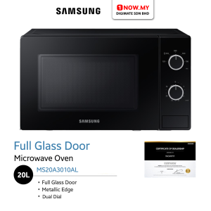 SAMSUNG 20L Solo Microwave Oven MS20A3010L | Stylish Full Glass Door