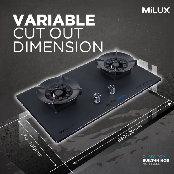 MILUX 2 Burners Esthetique Gas Hob MGH-F288L | Strong Tempered Glass - Image 4