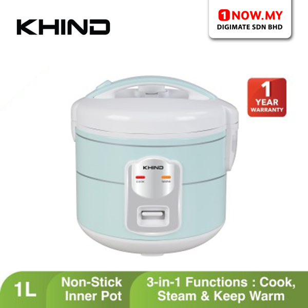 KHIND 1L Jar Rice Cooker RCJ1009 | Convenient Non-stick Inner Pot Cook Steam Keep Warm