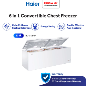 HAIER 535L 2-Door Chest Freezer BD-568HP | Energy Saving 6 in 1 Convertible Antibacterial Door Seal