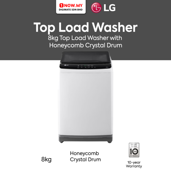 LG 8kg Non Inverter Top Load Washer T2108NTW1 | Functional Honeycomb Crystal Drum