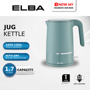 ELBA 1.7L Jug Kettle EJK-Q1782SS(GN) - Green | ​​​​​​​ Safe Cool Touch Stainless Steel​​​​​​​