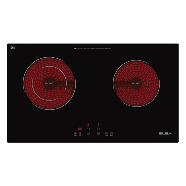 ELBA 2 Burners Built-in Ceramic Hob ECH-Q7032ST(BK) | Dual Cooking Zones Strong Vulkera Glass Sensor Touch - Image 2
