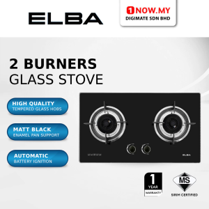 ELBA 2 Burners Glass Stove EGH-M8442G(BK) | High Quality Tempered Glass