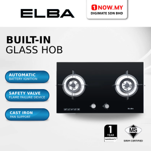ELBA 2 Burners Gas Hob EGH-K8842G(BK) | Built-In High Quality Tempered Glass​​​​​​​ Stove