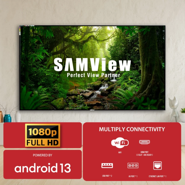 SAMVIEW 43" LED FHD Smart Android TV S40-X1 | Built-In Aerial Terminal MYTV - Image 4