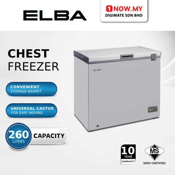 ELBA 260L Artico Series Chest Freezer EF-E2620(GR) | 4 Star Energy Efficient Fridge Convertible