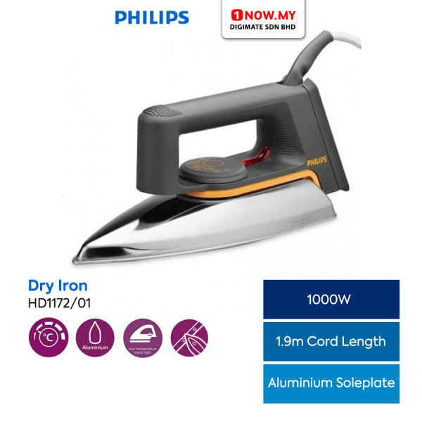 PHILIPS 1000W Classic Dry Iron HD1172 | Fast Efficient Guaranteed