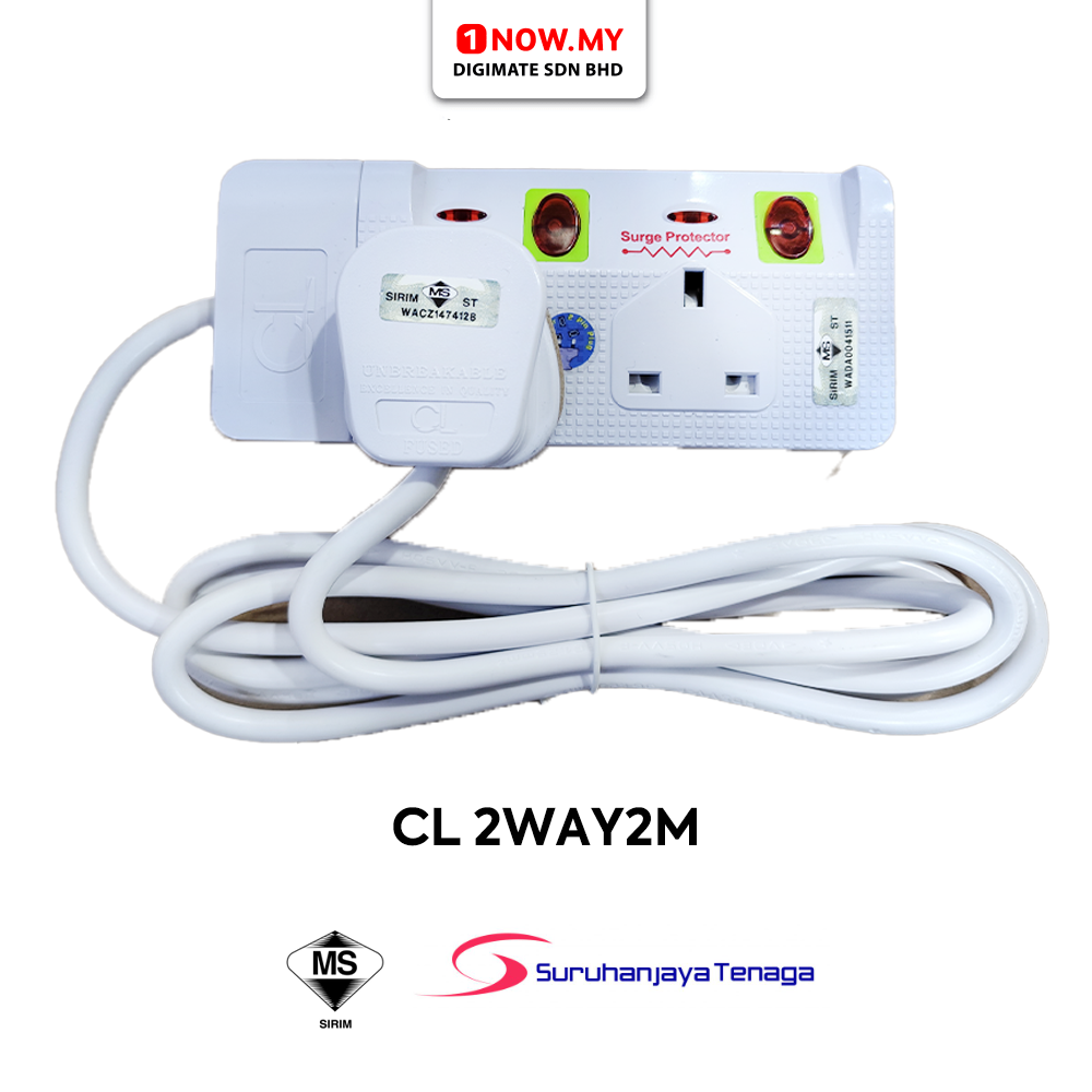 CL Trailing Socket 2WAY2M  | Sirim Certified Surge Protector