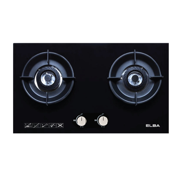 ELBA 2 Burners Built-In Gas Hob EGH-N8822G(BK) | Tempered Glass Panel - Image 2