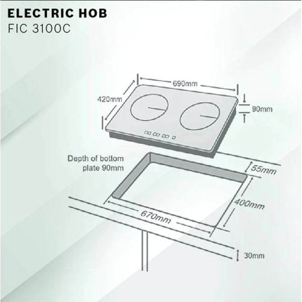FABER 2 Burners Built-In Gas Induction Cooker Hob FIC3100C | Ceramic Easy Cleaning Elegant Touch - Image 4