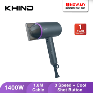KHIND 1400W Foldable Hair Dryer HD1400 | Space Saving Hot Cool Air Shot