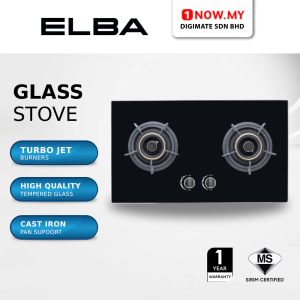 ELBA 2 Burner Gas Hob EGH-J8552G(BK) | High Quality Tempered Glass