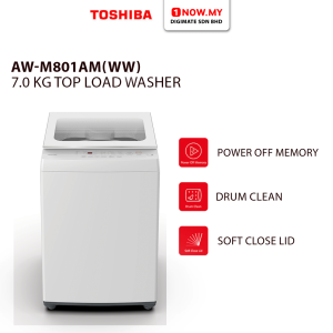 TOSHIBA 7kg Non Inverter Top Load Washer AW-M801AM(WW) | 3 Star Energy Efficient
