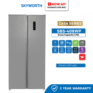 SKYWORTH 470L Inverter Side By Side Casa Series Refrigerator SBS-408WP | Quality Modern Multi AirFlow