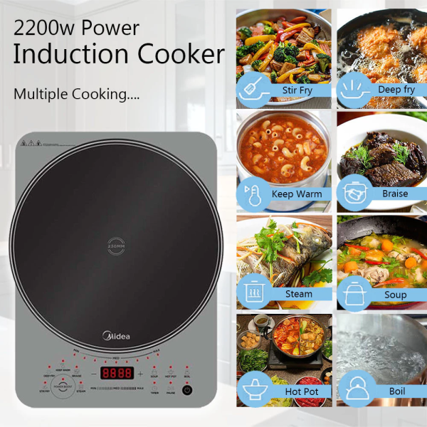 MIDEA Single Burner 2200W Induction Cooker MC-CLC2215 | XXL Mega Panel FREE Pot - Image 4