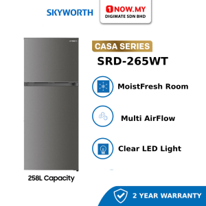 SKYWORTH 258L Casa Series Inverter TMF Refrigerator SRD-265WT | 2-Door Modern Design